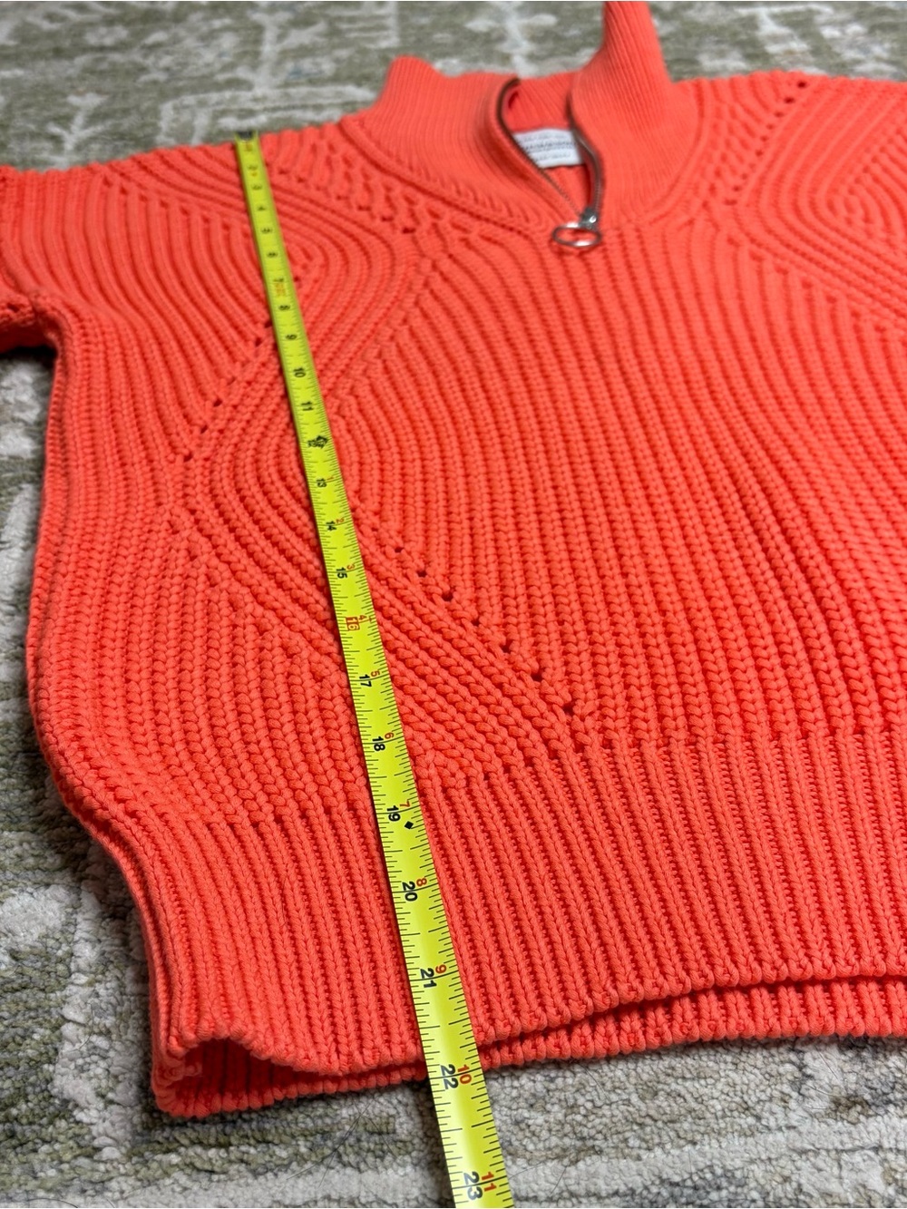 Scotch & Soda Coral Orange Quarter-Zip Knit Pullover Size S - Picture 7 of 9